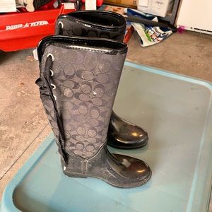 Black coach rain boots
